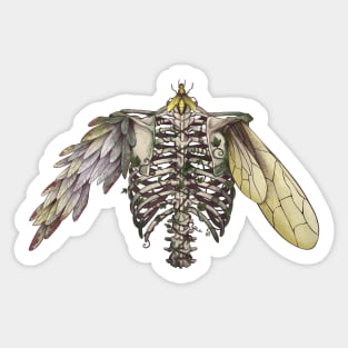 Weathered Ribcage Edgy Punk Wasp Mutant Sticker